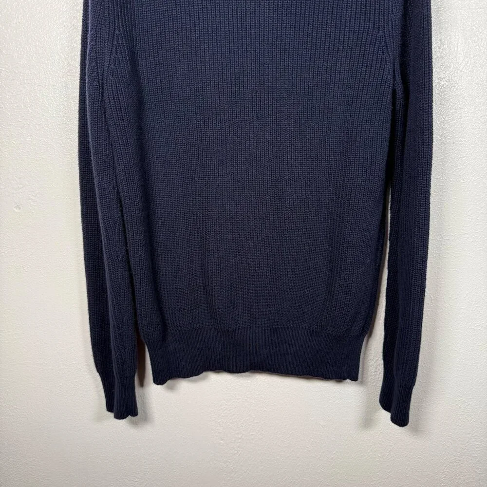 J.Crew Sweater Men's Large Suede Shoulder Patch Blue Woodsman Military Knit